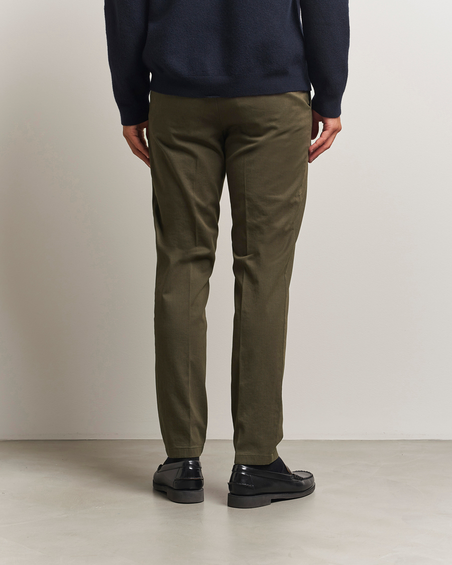 Men | Trousers | BOSS BLACK | Kane Brushed Cotton Pleated Trousers Open Green