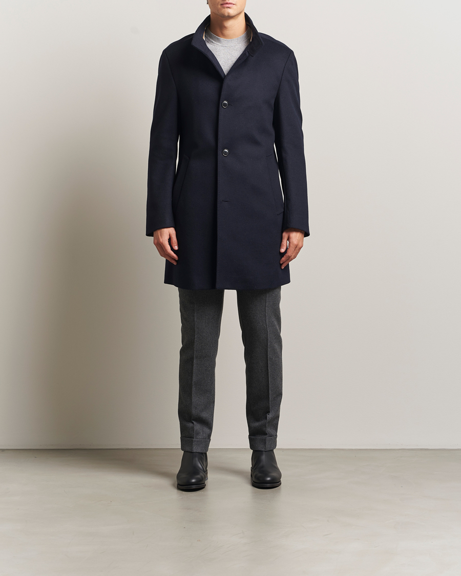 Men | Coats & Jackets | BOSS BLACK | Hyde Stand Up Collar Coat Dark Blue