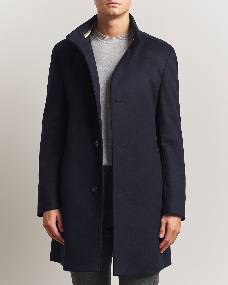 Men | Coats & Jackets | BOSS BLACK | Hyde Stand Up Collar Coat Dark Blue