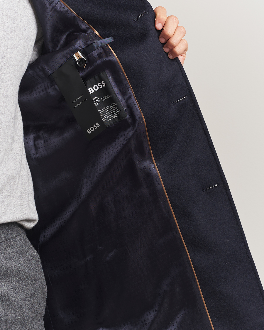 Men | Coats & Jackets | BOSS BLACK | Hyde Stand Up Collar Coat Dark Blue
