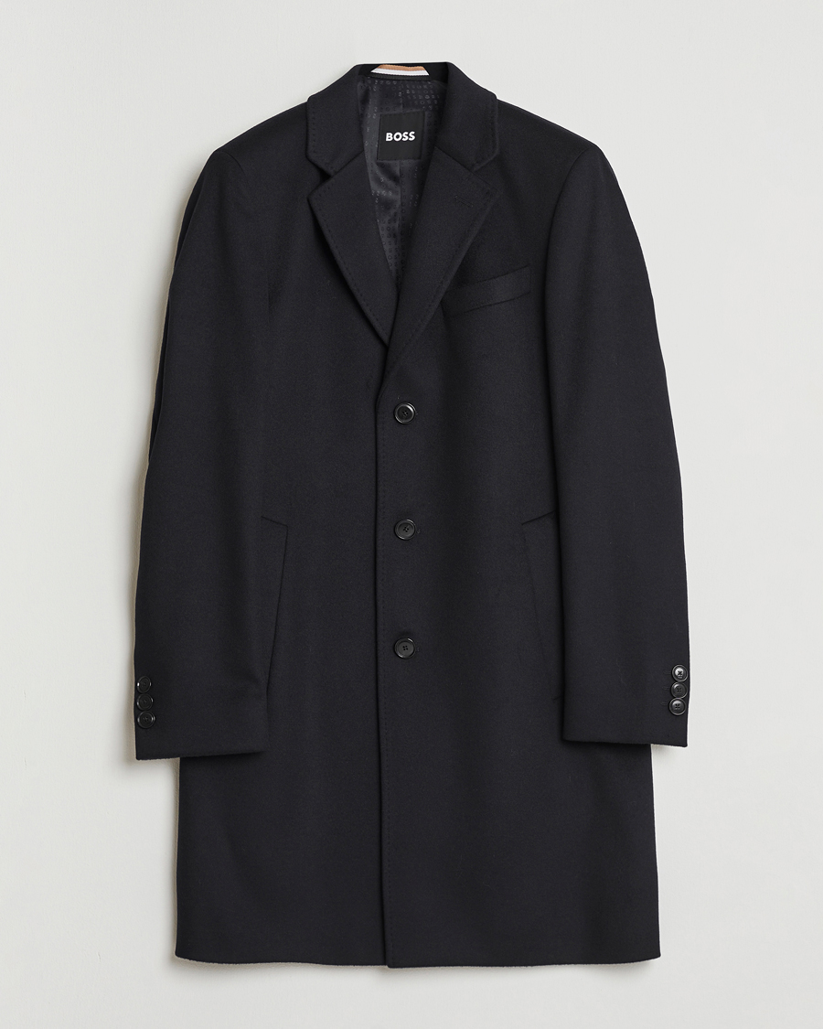 Men | Coats & Jackets | BOSS BLACK | Hyde Wool Coat Black