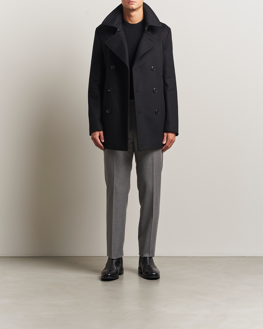 Men | Coats & Jackets | BOSS BLACK | Hyde Wool Peacoat Black