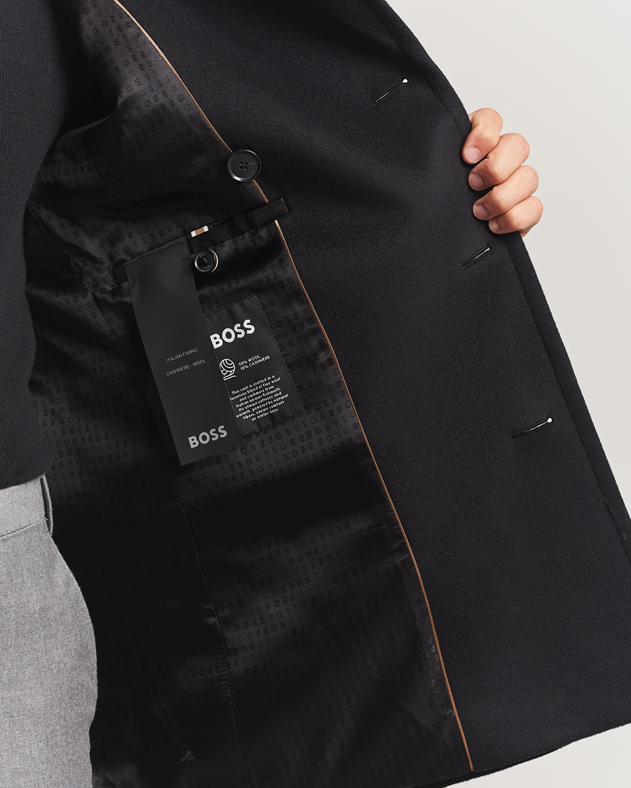 Men | Coats & Jackets | BOSS BLACK | Hyde Wool Peacoat Black