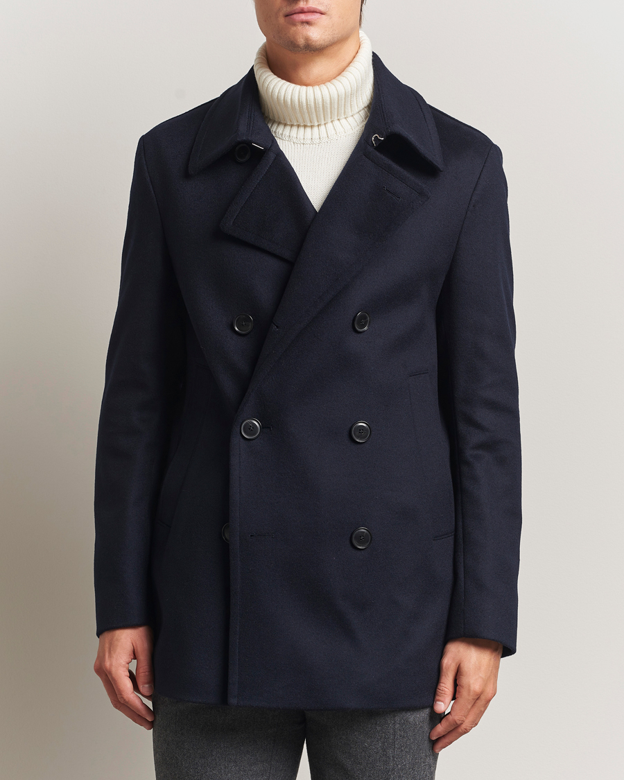 Men | Coats & Jackets | BOSS BLACK | Hyde Wool Peacoat Dark Blue