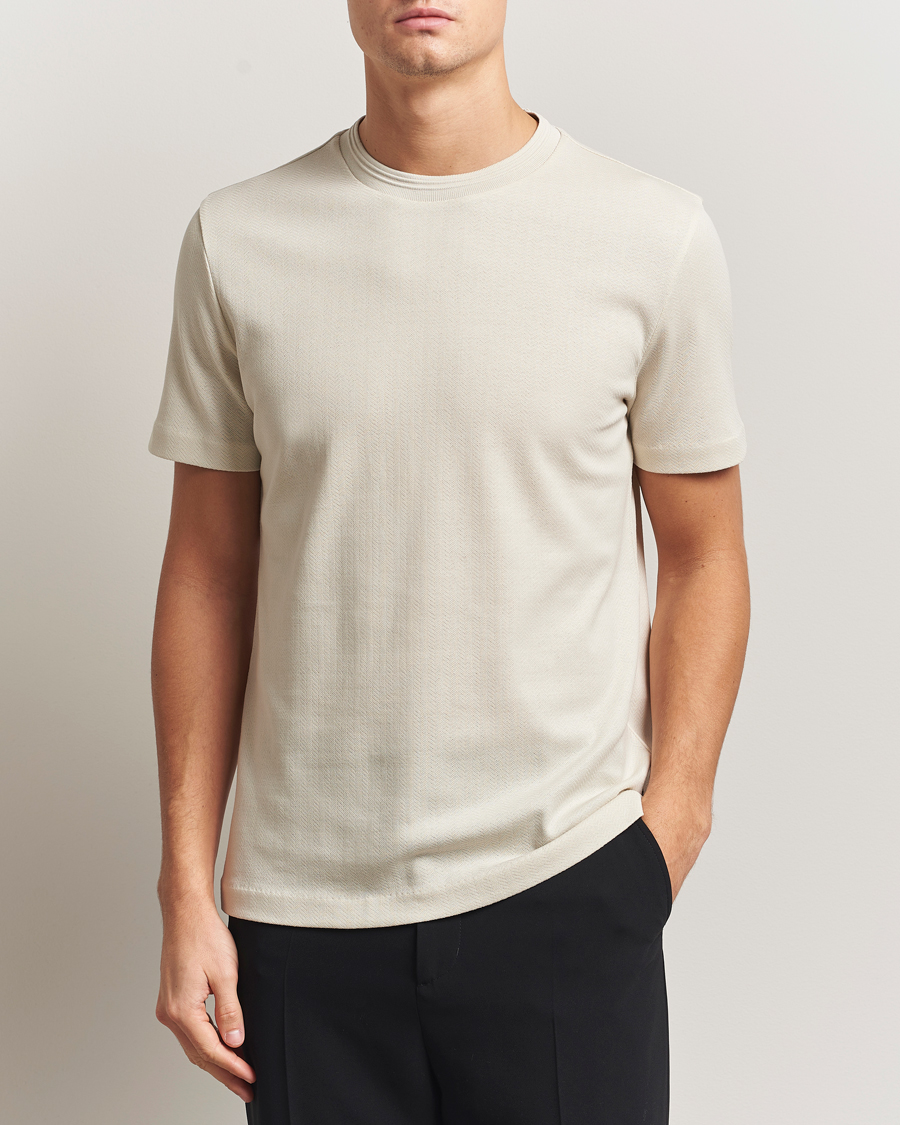 Men | T-Shirts | BOSS BLACK | Thompson Structured Crew Neck T-Shirt Open White