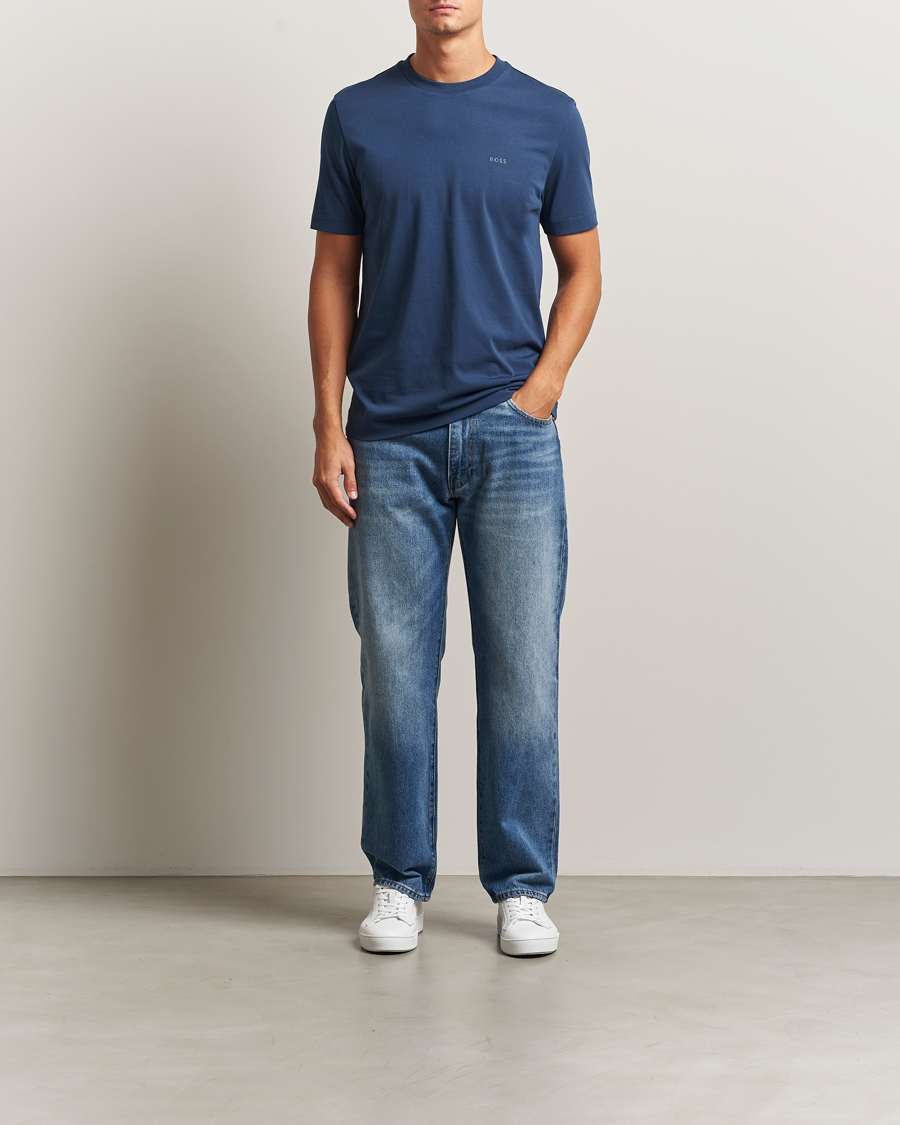 Men | T-Shirts | BOSS BLACK | Thompson Crew Neck T-Shirt Open Blue