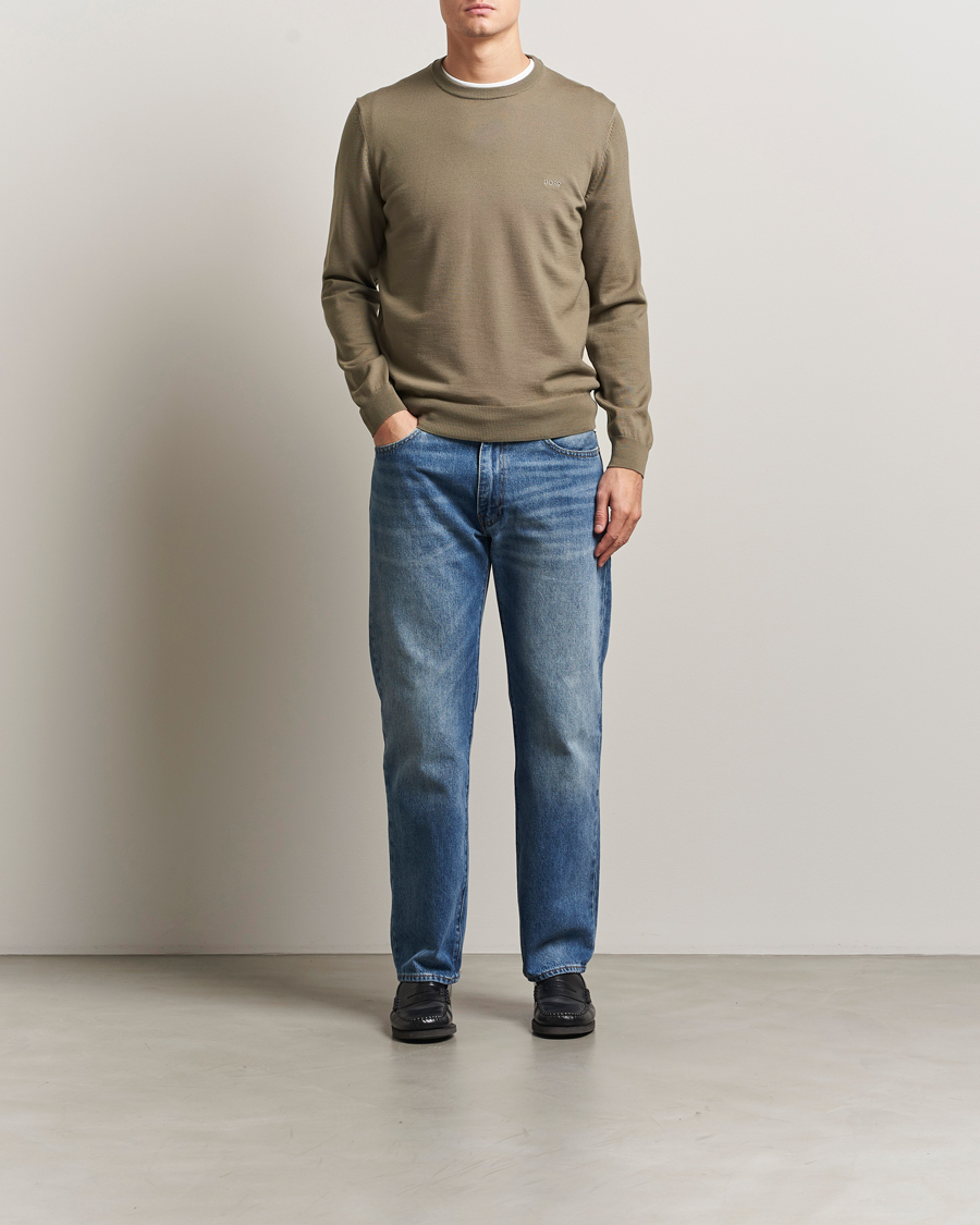 Men | Sweaters & Knitwear | BOSS BLACK | Botto Merino Knitted Pullover Open Brown