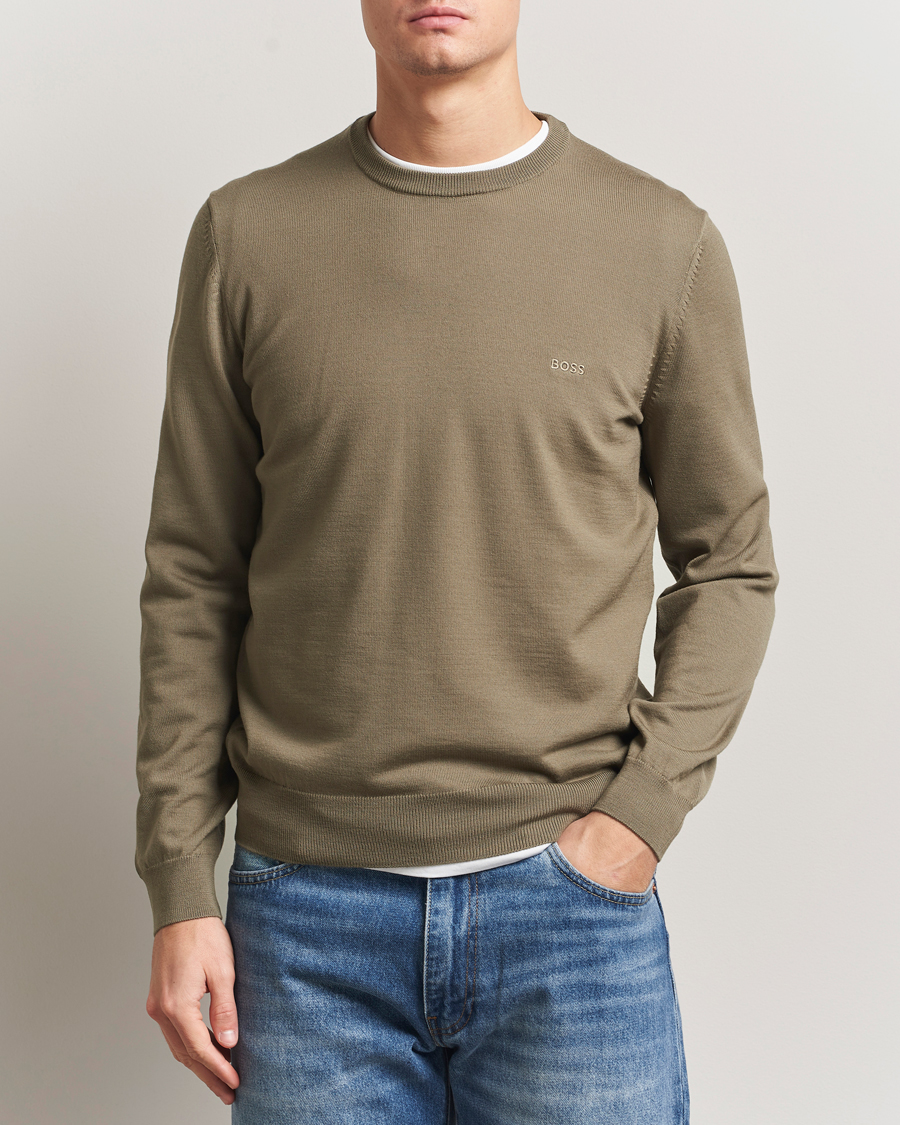 Men | Sweaters & Knitwear | BOSS BLACK | Botto Merino Knitted Pullover Open Brown
