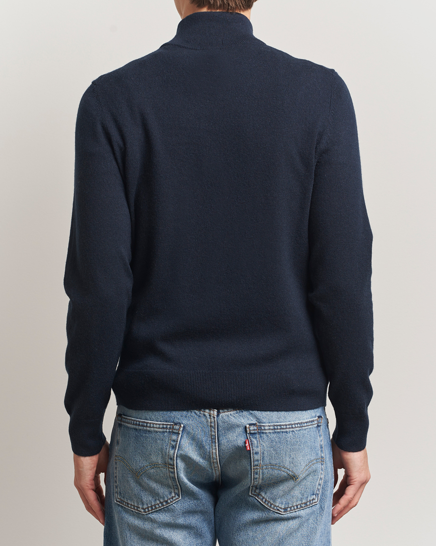 Men | Sweaters & Knitwear | BOSS BLACK | Hemarlo Wool/Cashmere Half Zip Dark Blue