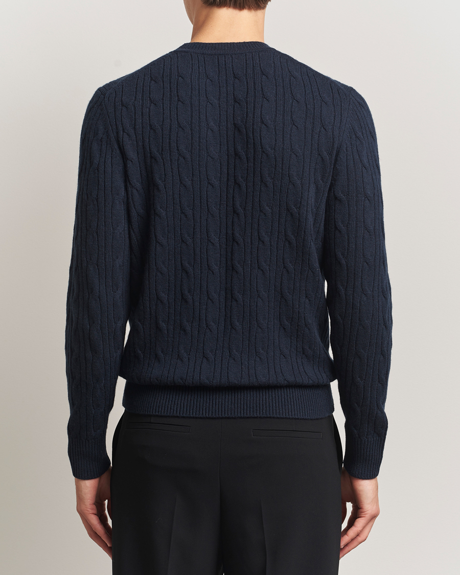 Men | Sweaters & Knitwear | BOSS BLACK | Hetico Wool/Cashmere Cable Sweater Dark Blue