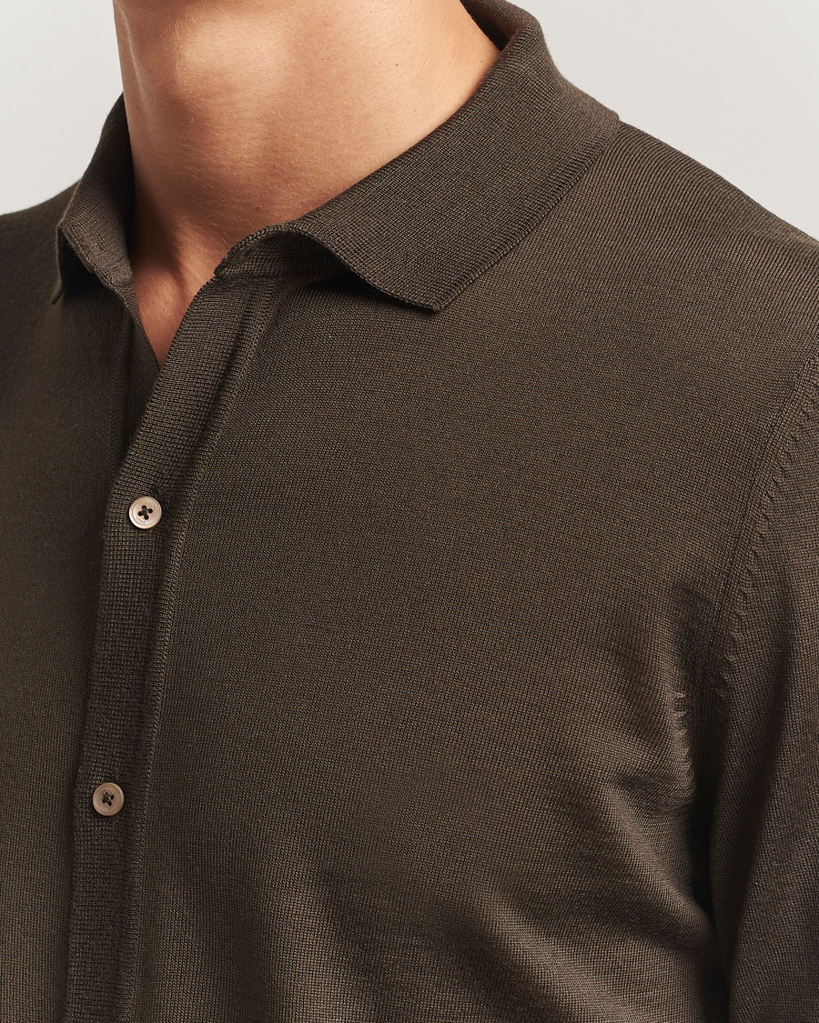 Men | Sweaters & Knitwear | BOSS BLACK | Helbert Wool Cardigan Open Green