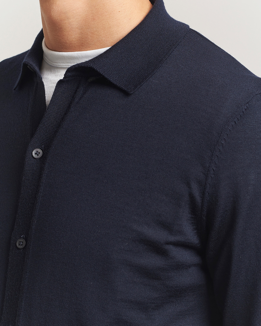 Men | Sweaters & Knitwear | BOSS BLACK | Helbert Wool Cardigan Dark Blue