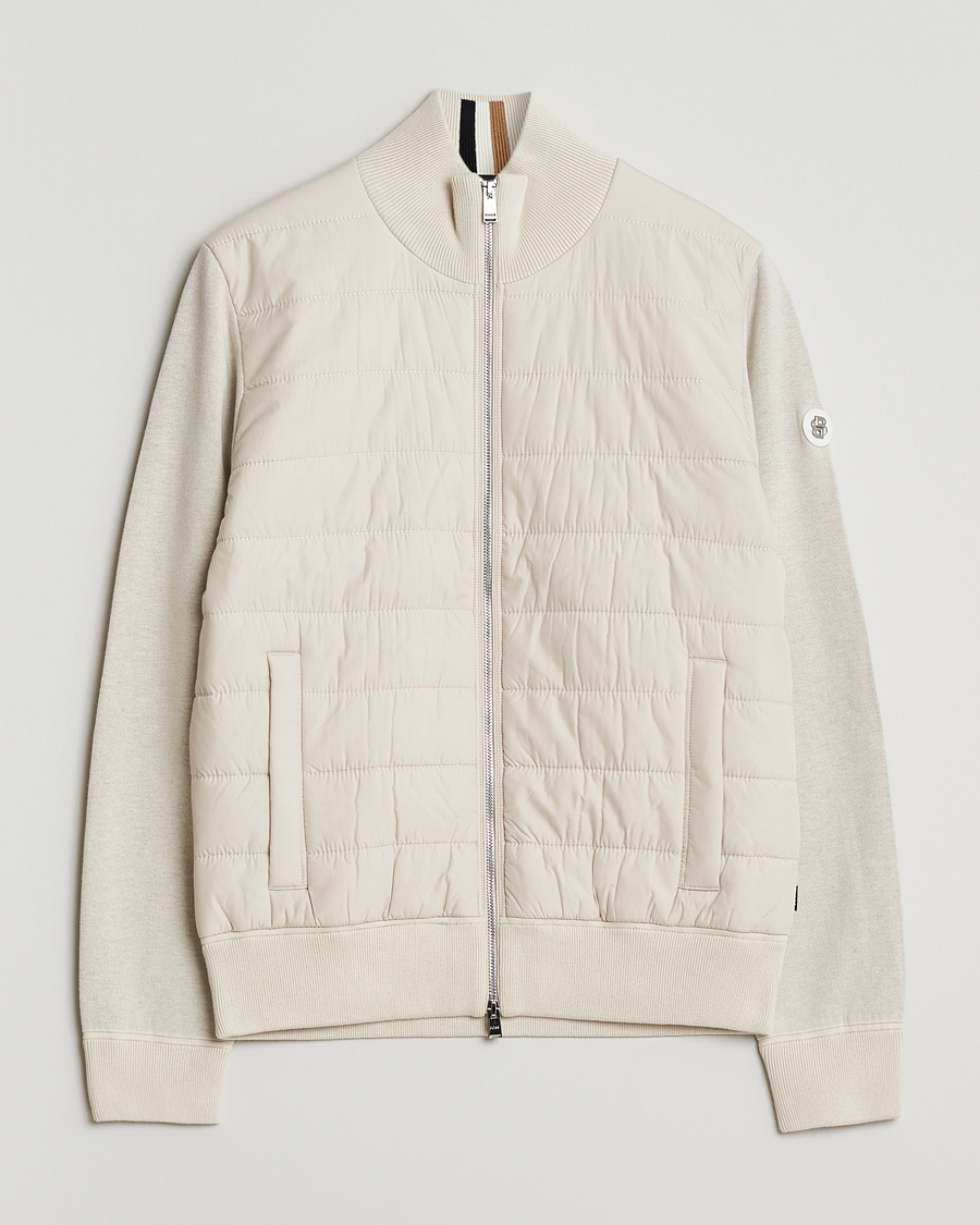 Men | Sweaters & Knitwear | BOSS BLACK | Hernest Hybrid Full Zip Open White
