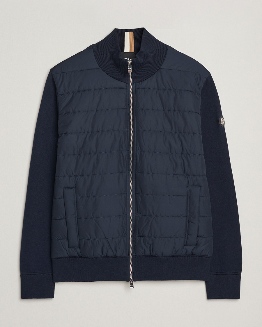 Men | Coats & Jackets | BOSS BLACK | Hernest Hybrid Full Zip Dark Blue