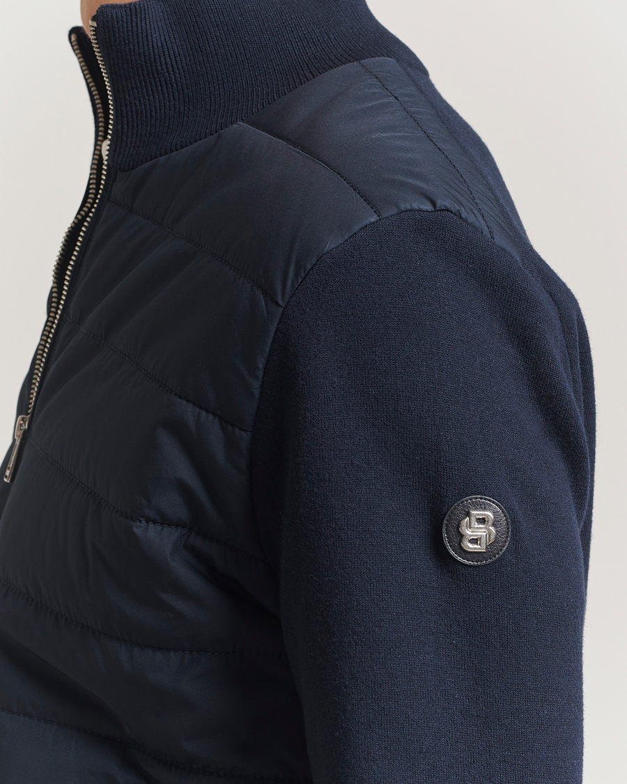Men | Sweaters & Knitwear | BOSS BLACK | Hernest Hybrid Full Zip Dark Blue
