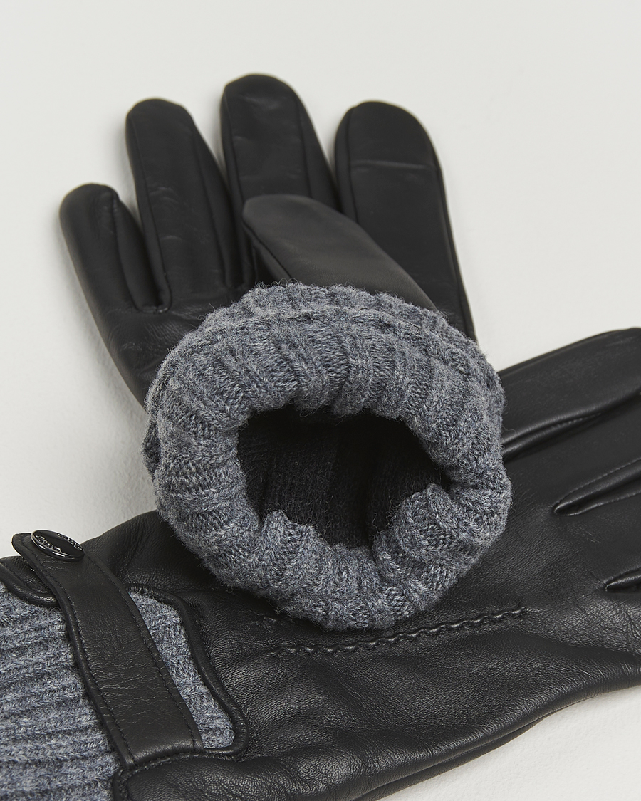 Men | Gloves | BOSS BLACK | Hyden Leather Glove Black