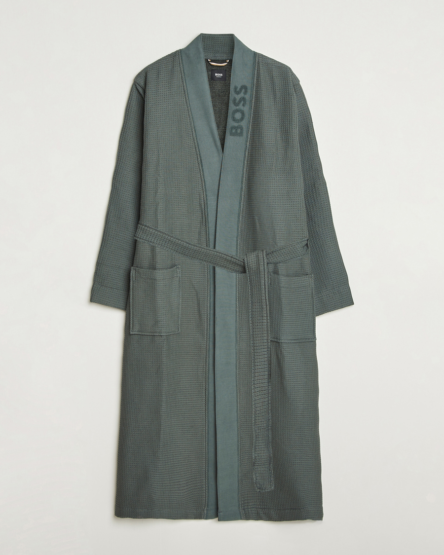 Men | Pyjamas & Robes | BOSS BLACK | Waffle Kimono Open Green