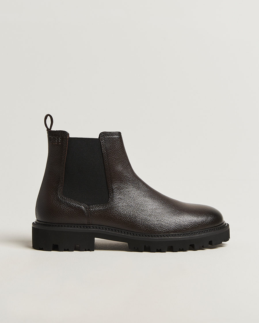 Men | Boots | BOSS BLACK | Julyo Leather Chelsea Boot Dark Brown