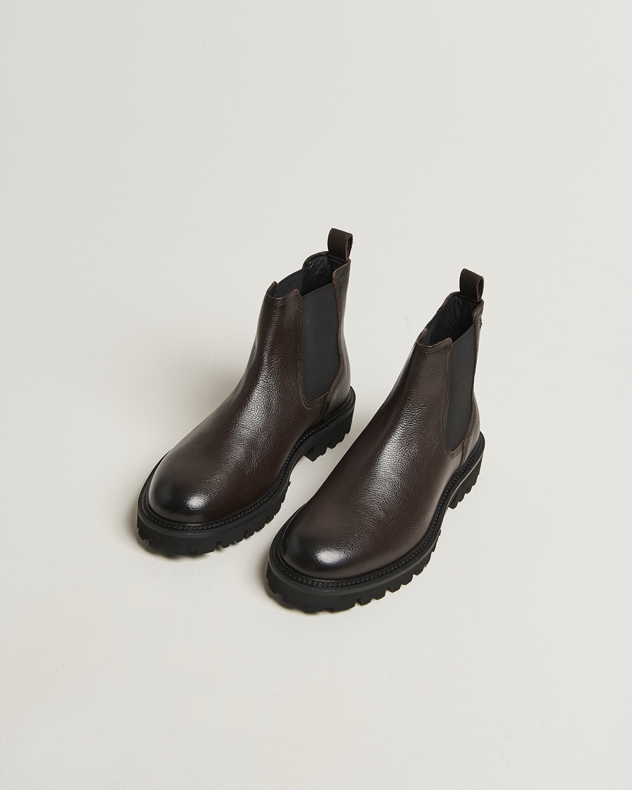 Men | Boots | BOSS BLACK | Julyo Leather Chelsea Boot Dark Brown
