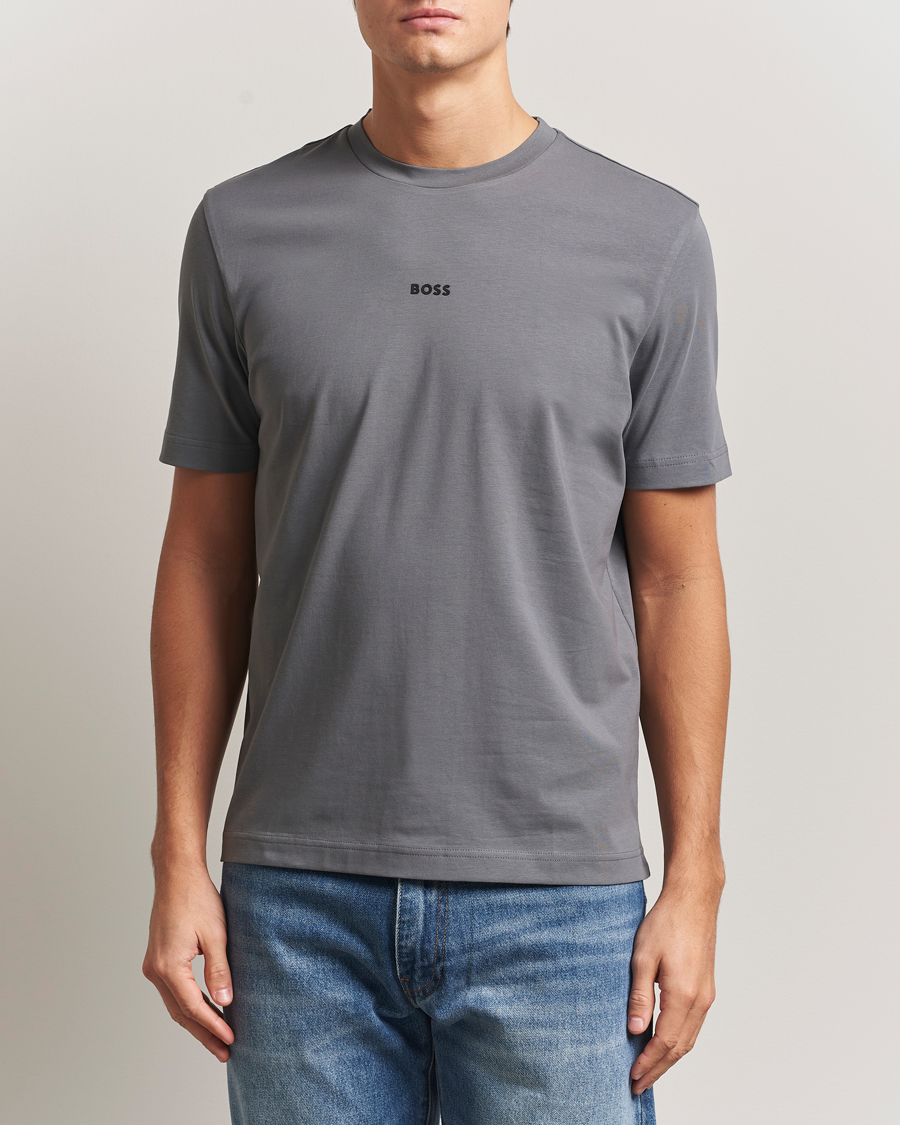 Men | T-Shirts | BOSS ORANGE | Tchup Logo Crew Neck T-Shirt Open Grey
