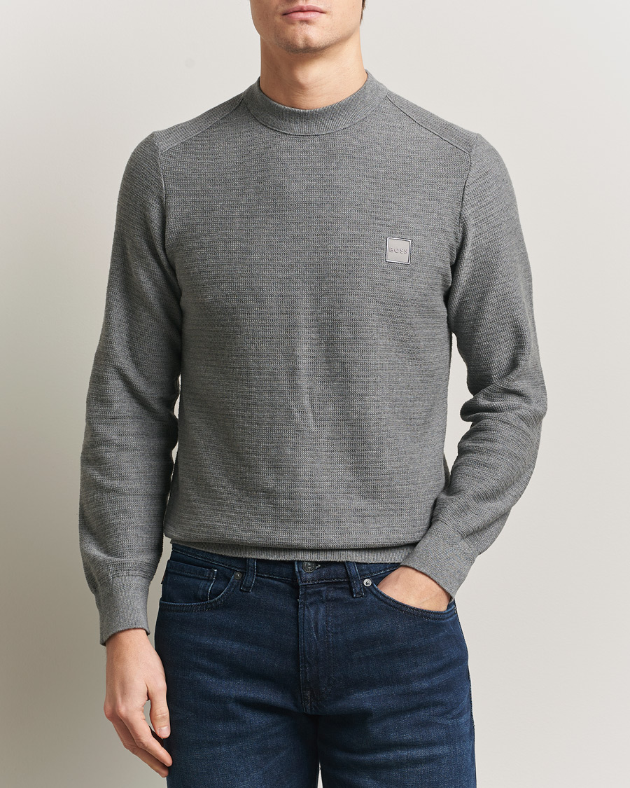Men | Sweaters & Knitwear | BOSS ORANGE | Anion Knitted Sweater Silver