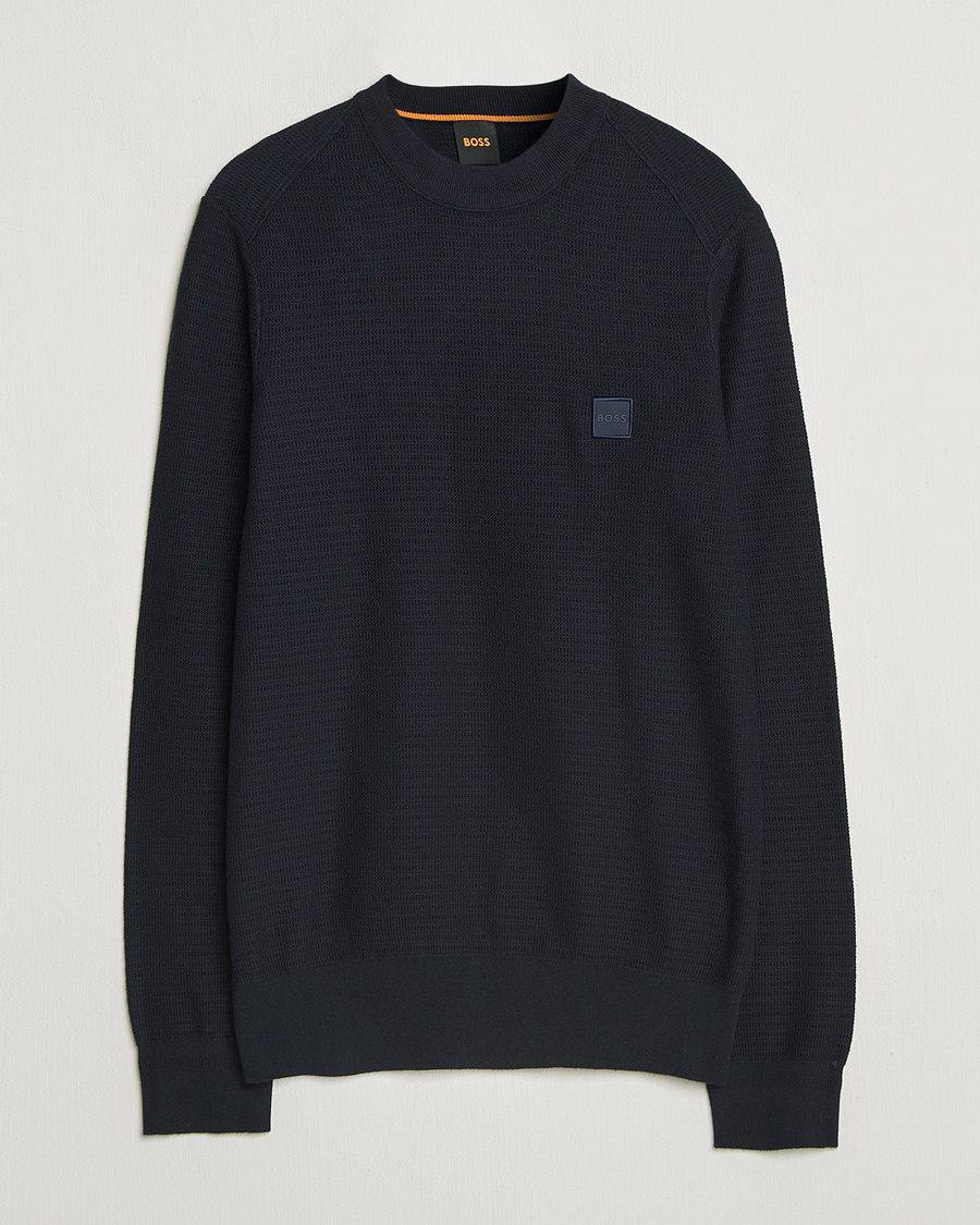 Men | Sweaters & Knitwear | BOSS ORANGE | Anion Knitted Sweater Dark Blue