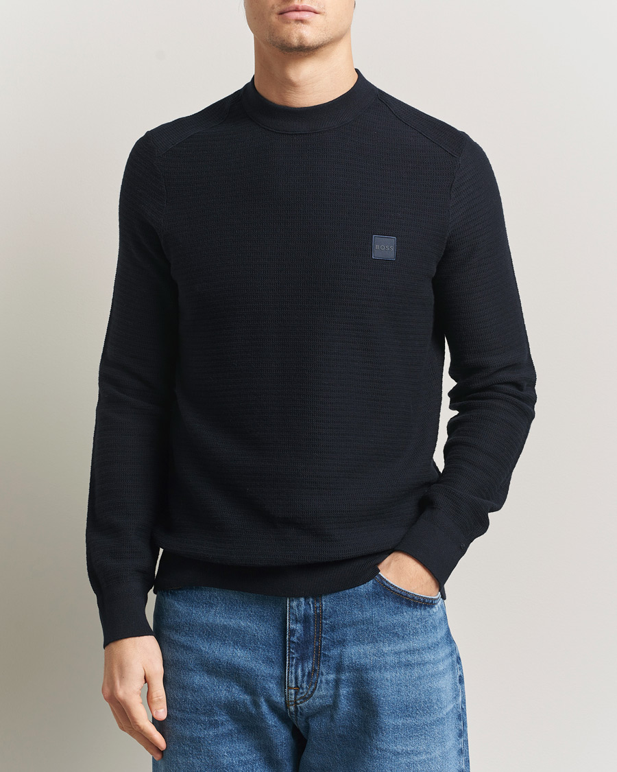 Men | Sweaters & Knitwear | BOSS ORANGE | Anion Knitted Sweater Dark Blue