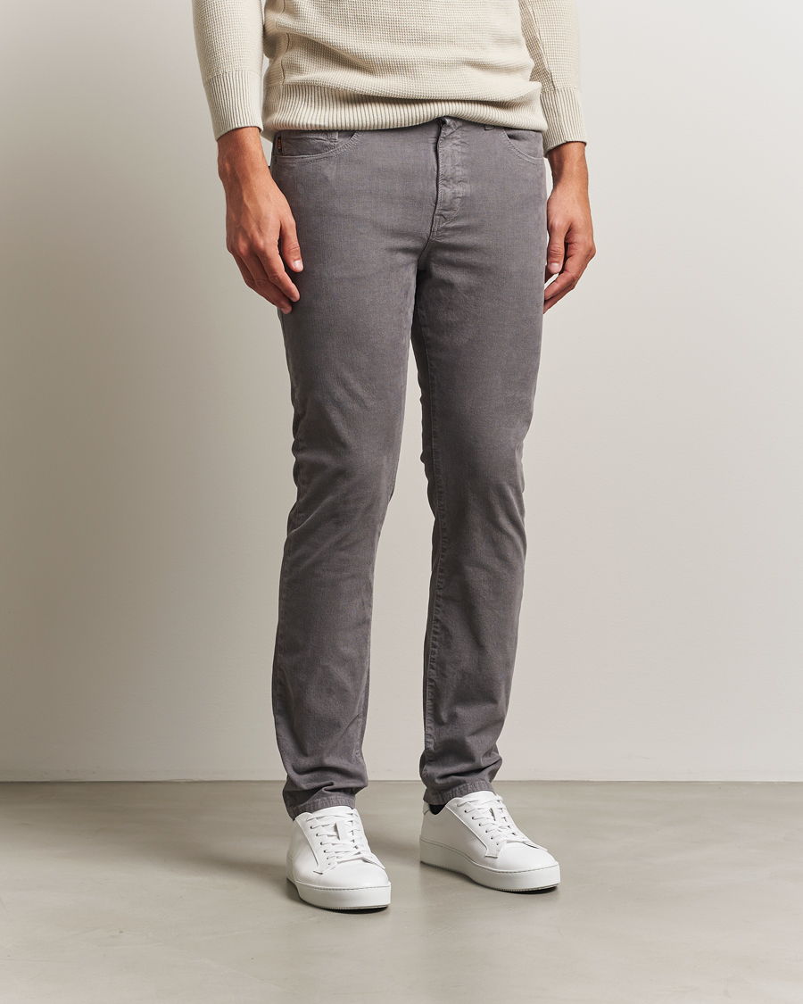 Men | Trousers | BOSS ORANGE | Delaware Corduroy Cotton 5-Pocket Pants Open Grey