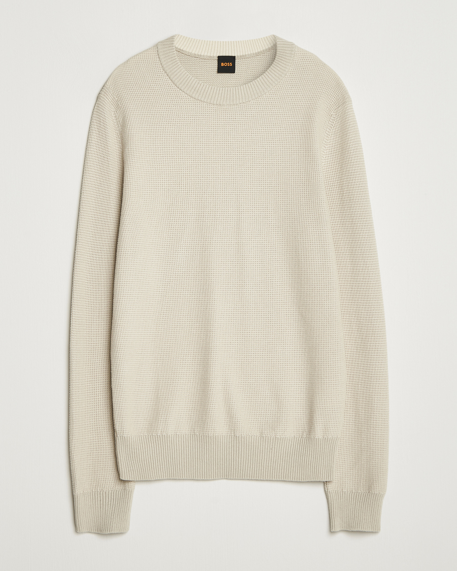 Men | Sweaters & Knitwear | BOSS ORANGE | Klapok Knitted Crew Neck Sweater Light Beige