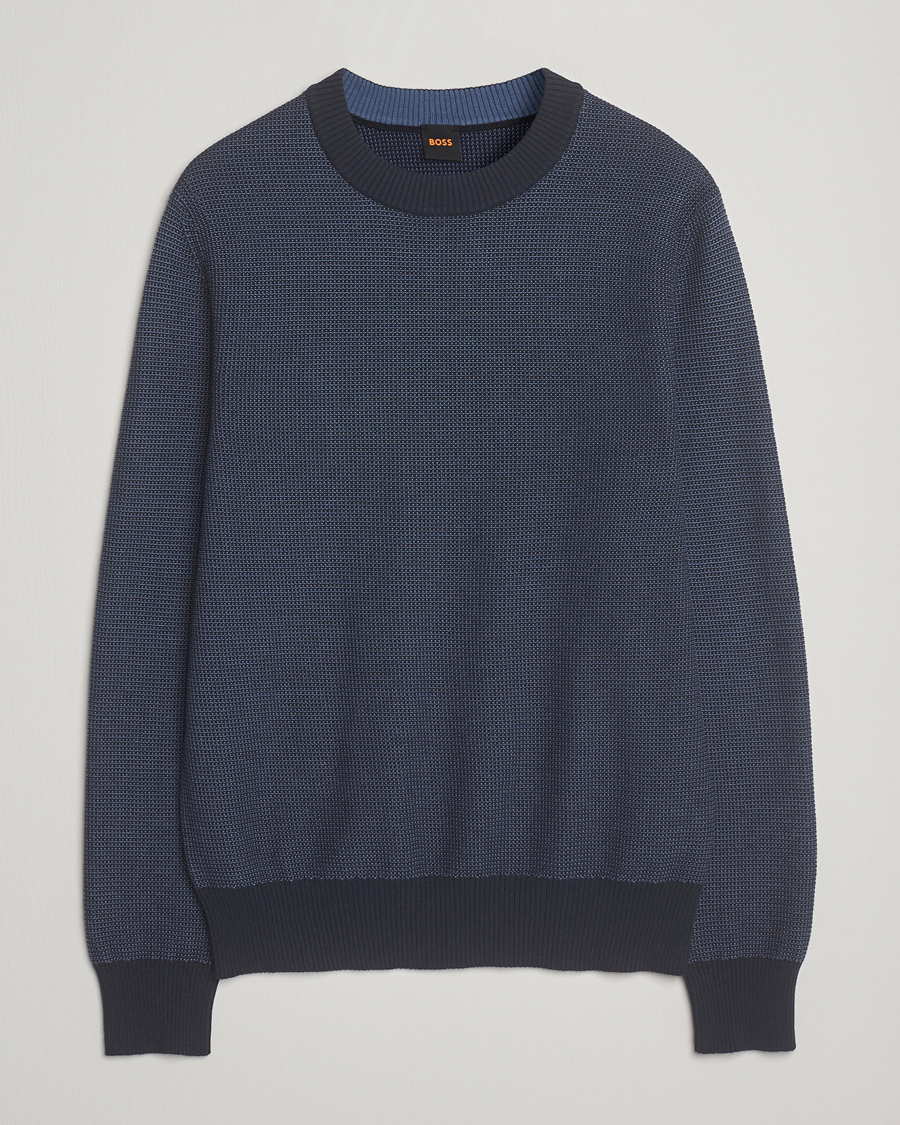 Men | Sweaters & Knitwear | BOSS ORANGE | Klapok Knitted Crew Neck Sweater Dark Blue