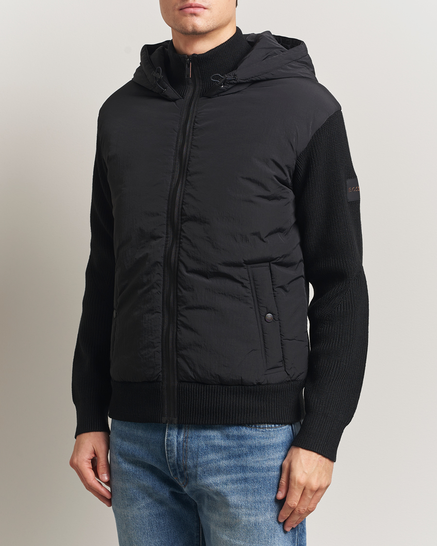 Men | Sweaters & Knitwear | BOSS ORANGE | Kiaccio Hybrid Hooded Full Zip Black