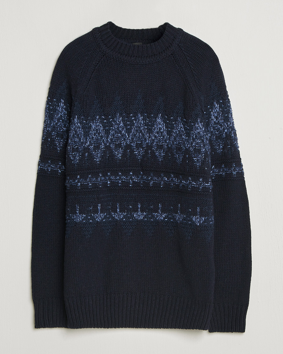 Men | Sweaters & Knitwear | BOSS ORANGE | Karombo Wool Fairisle Sweater Dark Blue