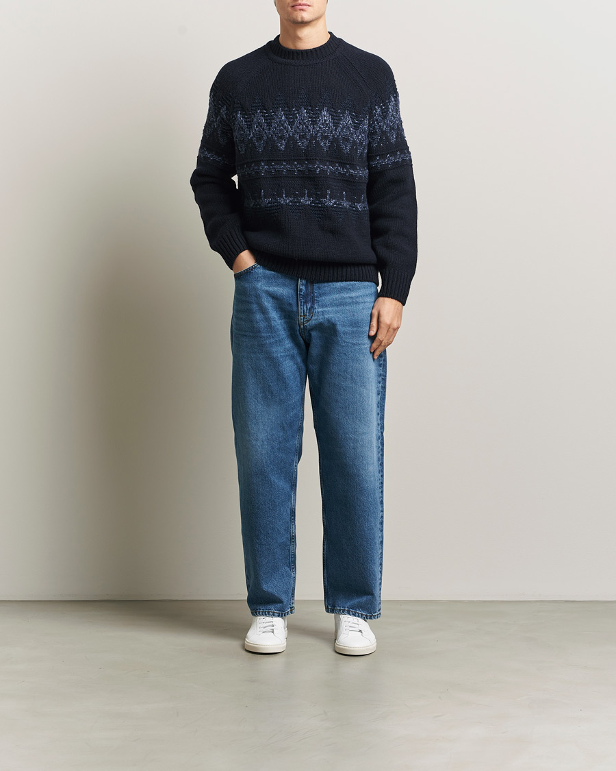Men | Sweaters & Knitwear | BOSS ORANGE | Karombo Wool Fairisle Sweater Dark Blue