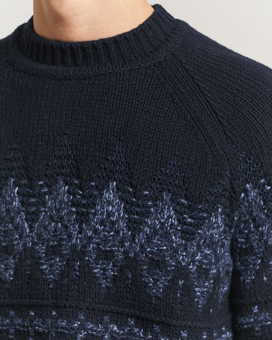 Men | Sweaters & Knitwear | BOSS ORANGE | Karombo Wool Fairisle Sweater Dark Blue