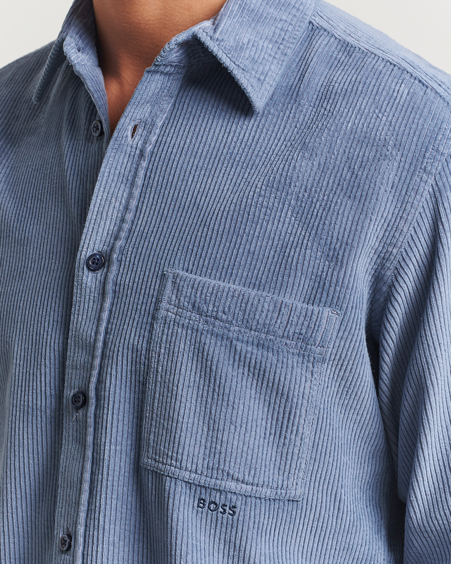 Men | Shirts | BOSS ORANGE | Relegant Corduroy Shirt Open Blue