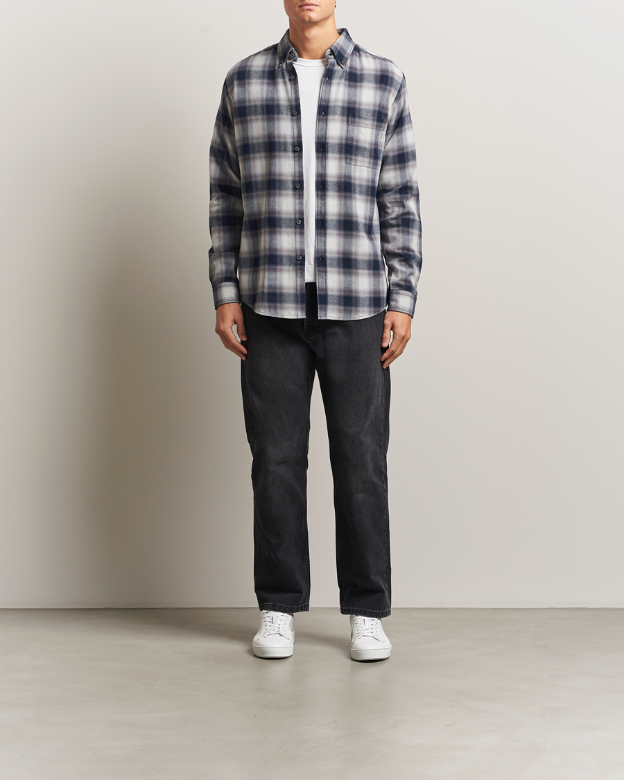Men | Shirts | BOSS ORANGE | Rickert Brushed Cotton Checked Shirt Open Grey