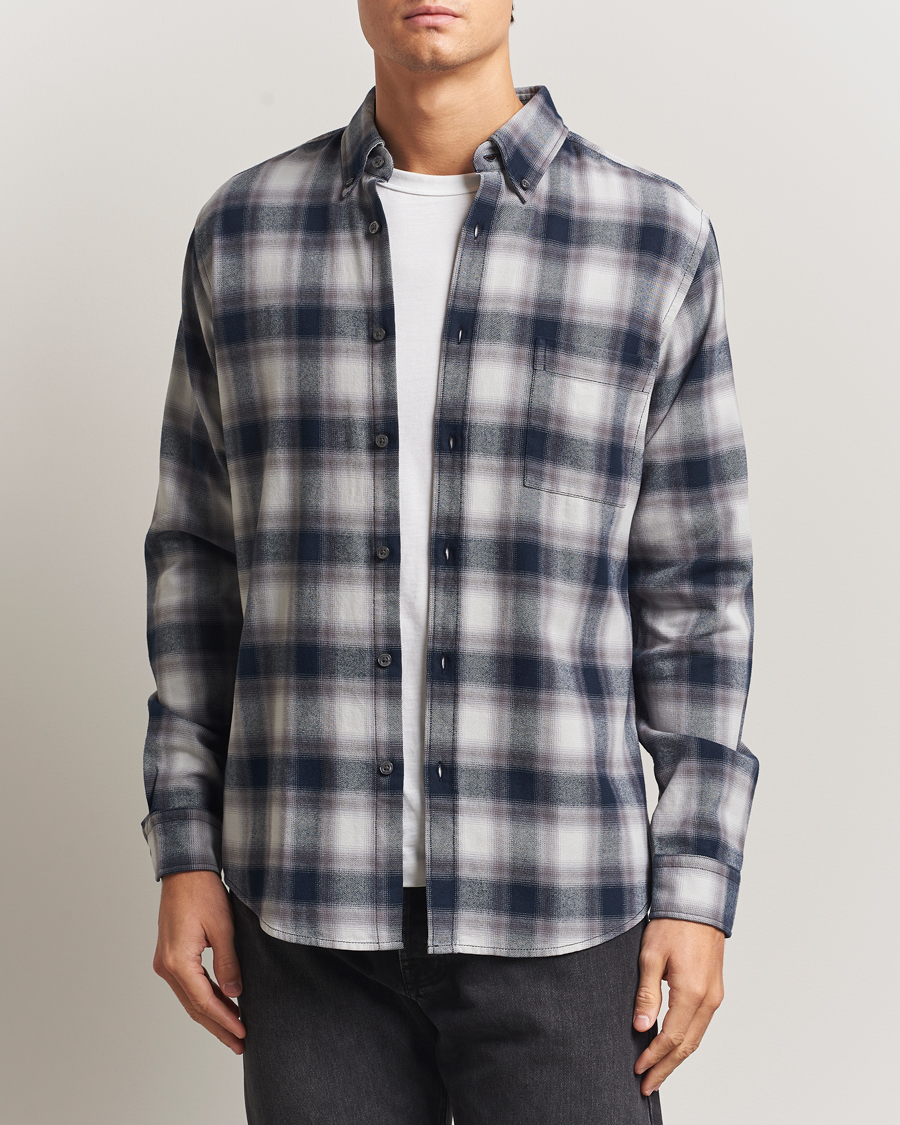 Men | Shirts | BOSS ORANGE | Rickert Brushed Cotton Checked Shirt Open Grey