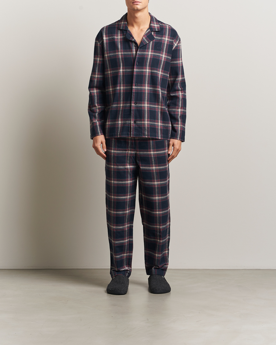Men | Pyjamas & Robes | BOSS BLACK | Flannel Long Sleeve Pyjama Set Open Blue