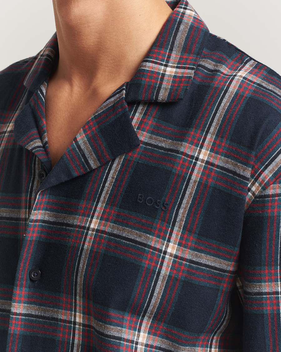 Men | Pyjamas & Robes | BOSS BLACK | Flannel Long Sleeve Pyjama Set Open Blue