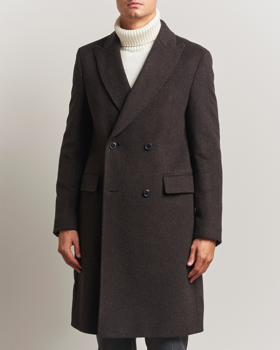 Men | Coats & Jackets | BOSS BLACK | Hyde Wool/Alpaca Double Breasted Coat Dark Brown