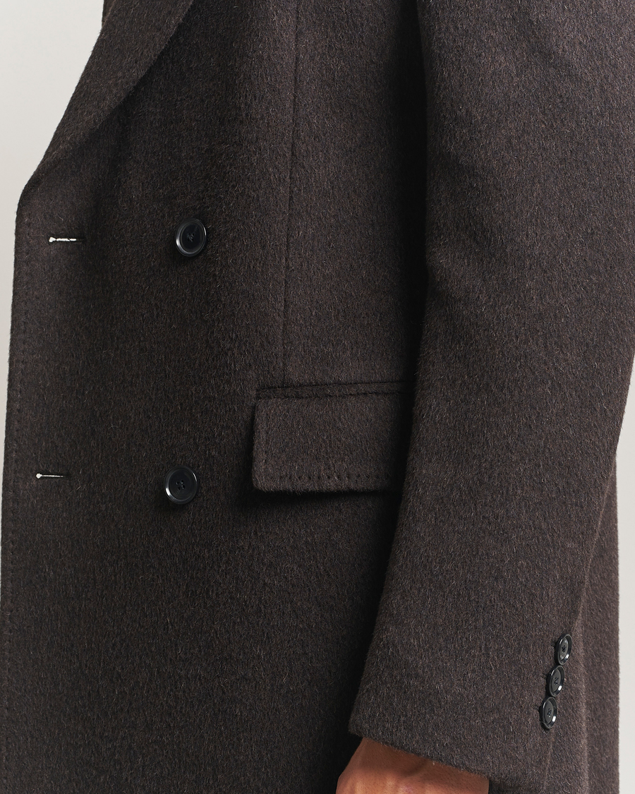 Men | Coats & Jackets | BOSS BLACK | Hyde Wool/Alpaca Double Breasted Coat Dark Brown
