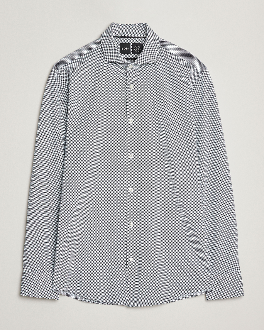 Men | Shirts | BOSS BLACK | Hank 4-Way Printed Stretch Shirt Dark Blue