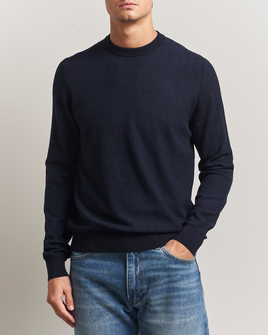 Men | Sweaters & Knitwear | BOSS BLACK | Habito Wool Knitted Sweater Dark Blue