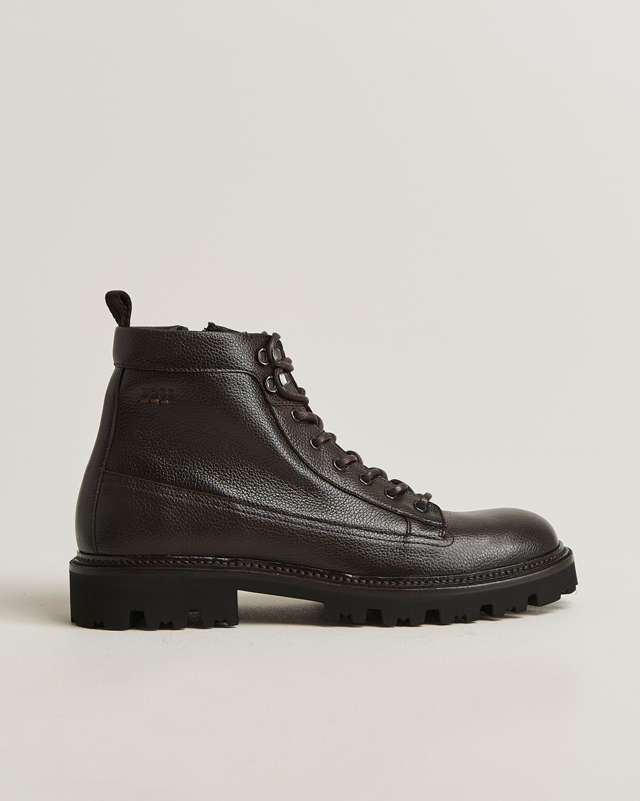 Men | Boots | BOSS BLACK | Julyo Leather Boot Dark Brown