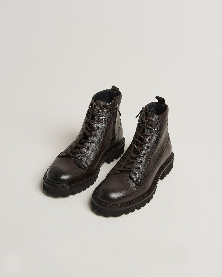 Men | Boots | BOSS BLACK | Julyo Leather Boot Dark Brown