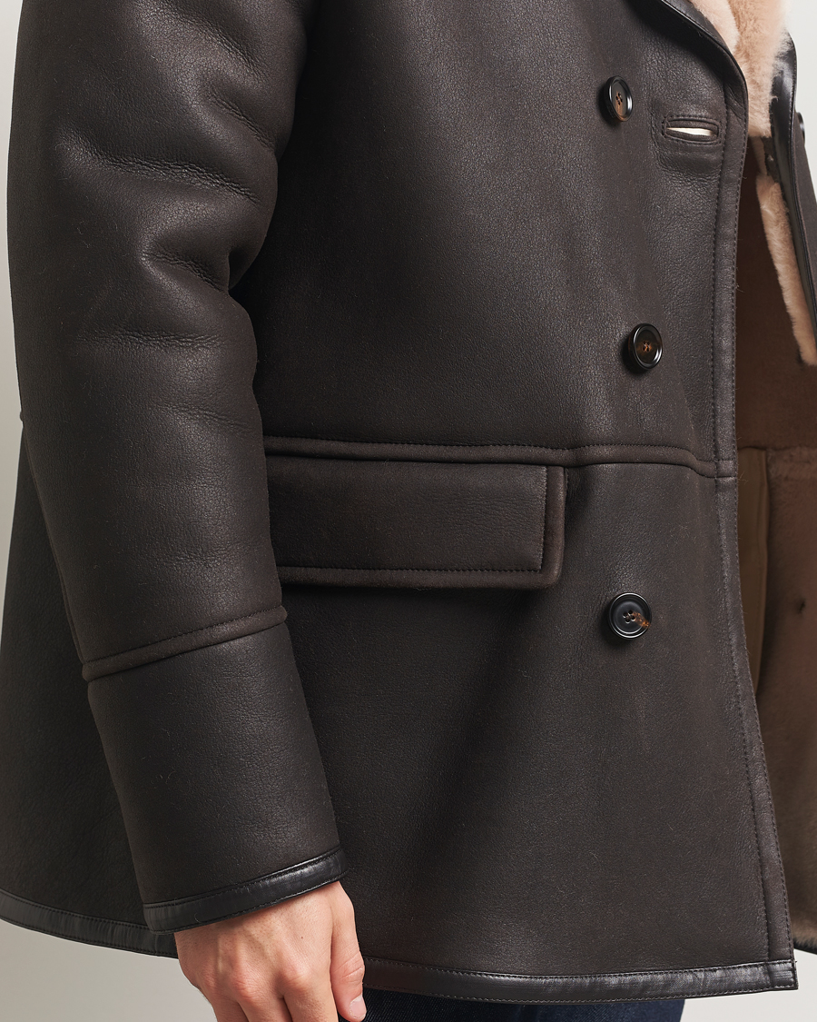 Men | Coats & Jackets | BOSS CAMEL | Mabano Leather Peacoat Brown