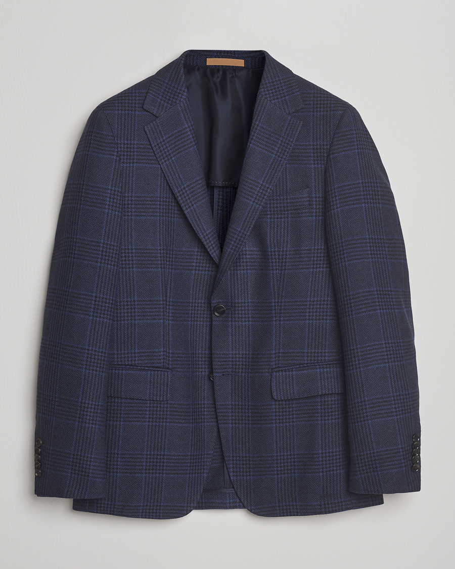 Men | Blazers | BOSS CAMEL | Jeff Wool Checked Blazer Dark Blue
