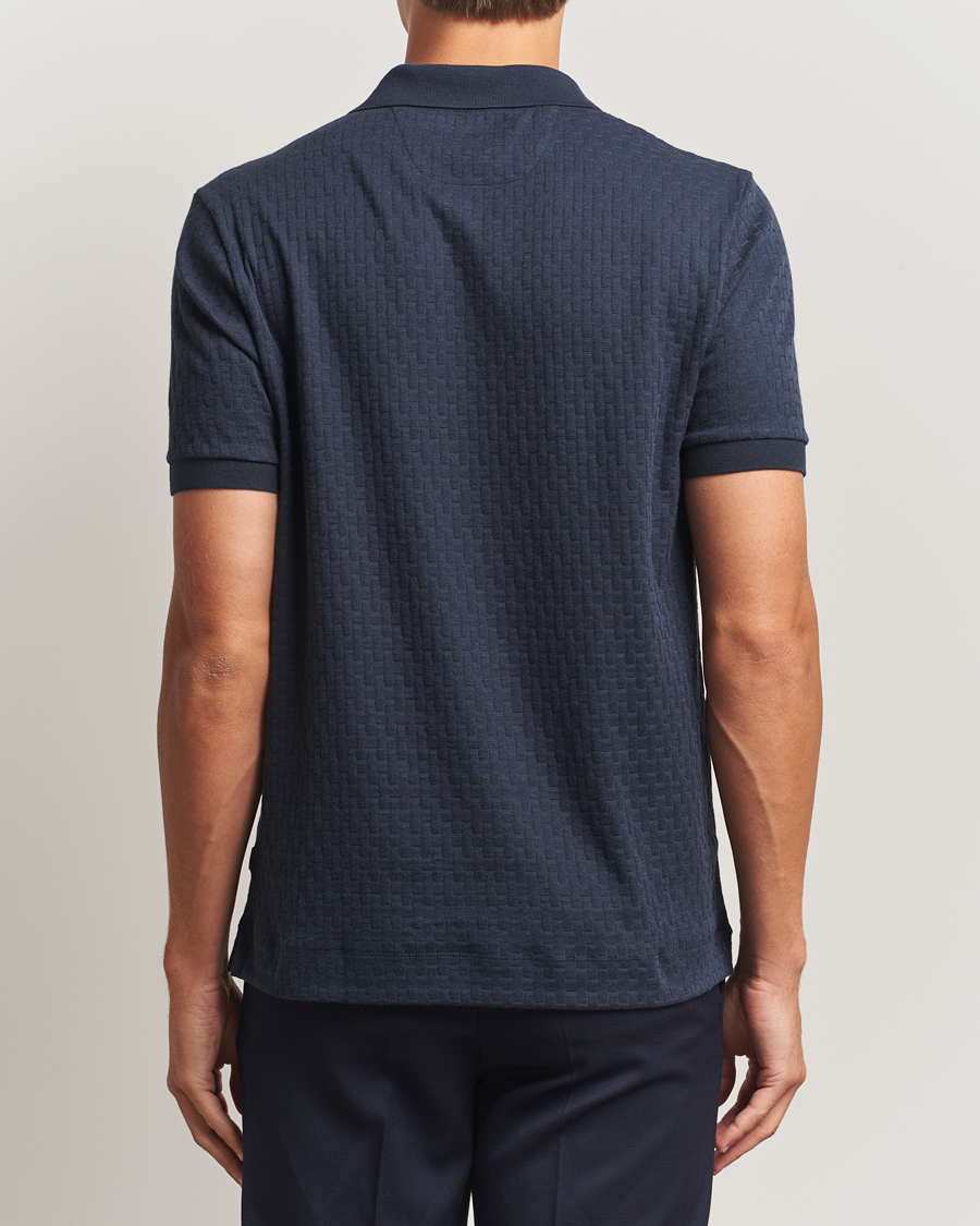Men | Polo Shirts | BOSS CAMEL | Parson Structured Open Collar Polo Dark Blue