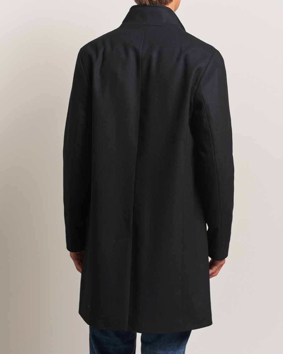 Men | Coats & Jackets | J.Lindeberg | Jesse Stand Up Wool Melton Coat Black