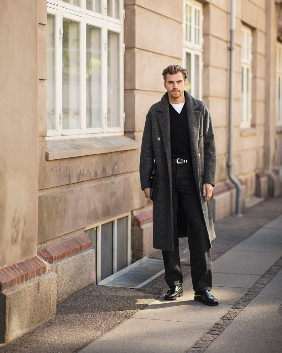 Men | Coats & Jackets | J.Lindeberg | Willy Bonded Wool Coat Dark Grey Melange